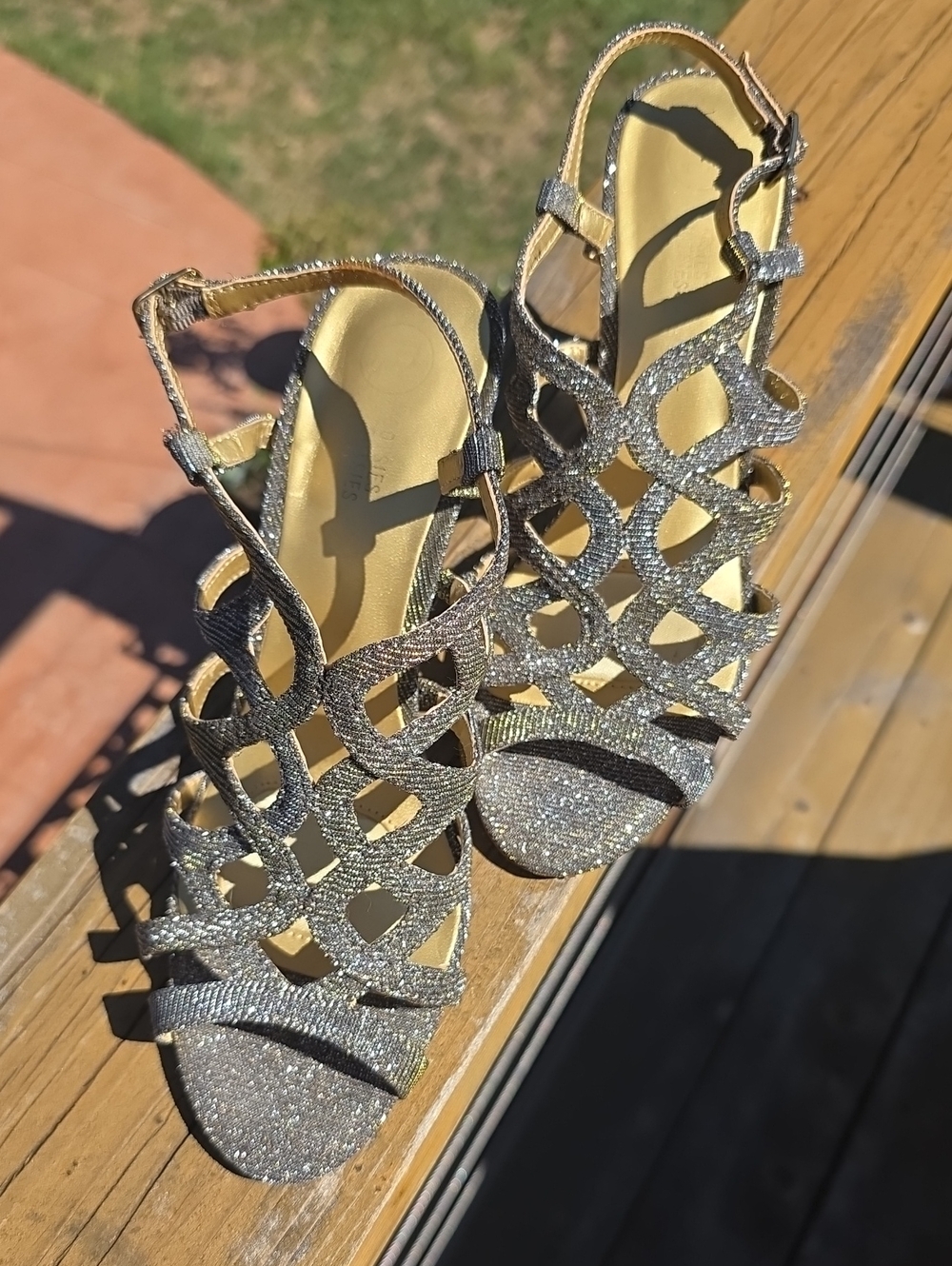 Mootsies Tootsies Aria Glitter Strappy Women's Sandals - Gold And Silver